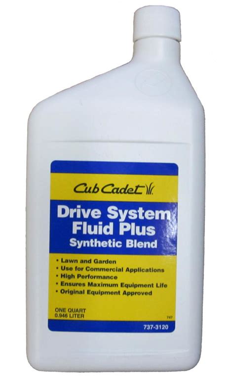 Cub cadet drive system oil equivalent. Shell called it TTF-SB ([something like] Tractor Transmision Fluid - Synthetic Blend) and even gave me a product data sheet on the oil. Per specs it kind of mimics many Shell 30 to 40wt HDEOs, but I couldn't find an exact match. 