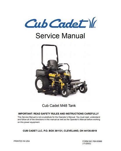 Cub cadet m48 tank service manual. - 1987 chevy custom deluxe service repair manual.