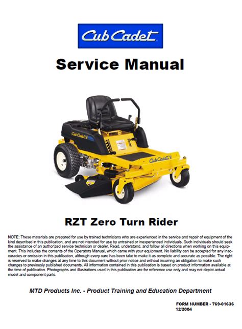 Professional Shop Manual RZT-S MTD Products Inc. - Product Tr
