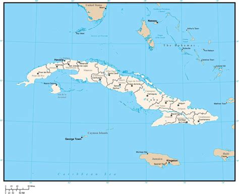 Cuba Map with Provinces and Capitals in Adobe Illustrator Format Map