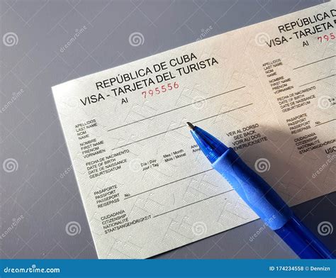 Cuba Visa Card Application Form with a Pencil Editorial Stock Image