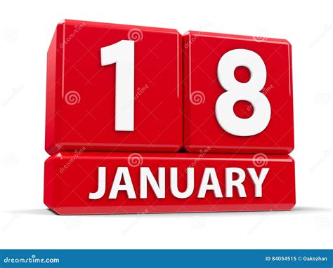 Cube Calendar with Date January 18th Stock Image Image of wall