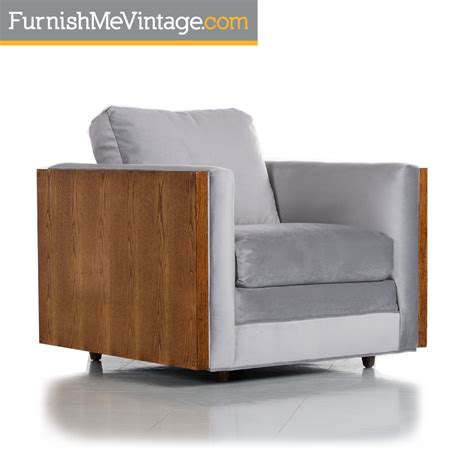 Cubist Club Chair - Mid-Century Baughman Style Grey Velvet