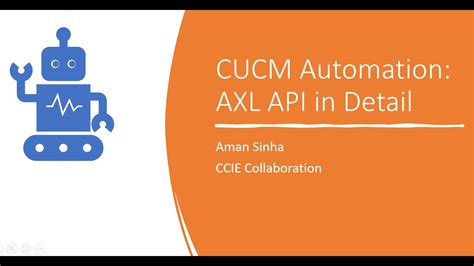 Cucm api.  The API automatically maps AXL operations to appropriate HTTP meth...