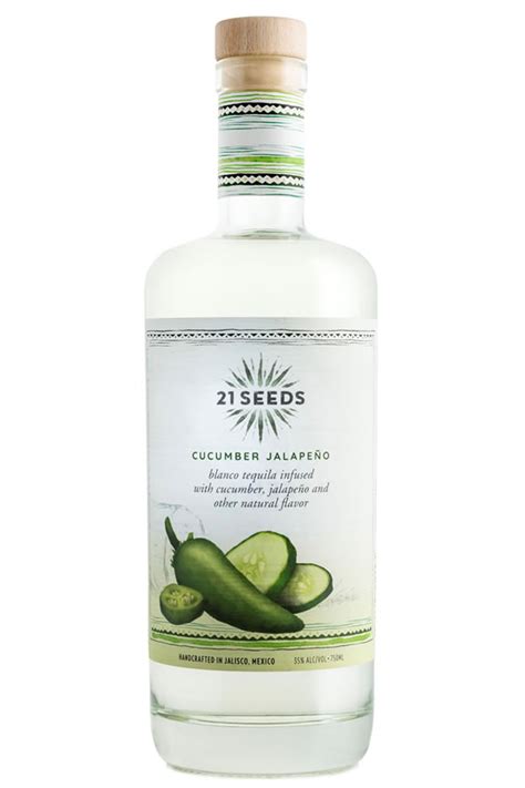 Cucumber jalapeno tequila. One 750 ml bottle of 21Seeds Cucumber Jalapeno Tequila Blanco Tequila infused with the juice of real fruit for a smooth and balanced flavor that can sipped like wine 21Seeds Tequila is 35% alcohol by volume, lower than most other tequilas, is keto-friendly, gluten free and contains just 1 gram of sugar, 1 carb and 59 calories per fluid ounce 
