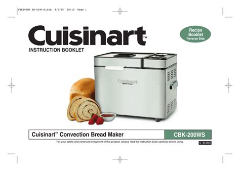 Cuisinart breadmaker parts model cbk200 instruction manual recipes. - Manuale d'uso del controller gd airbasic 2.