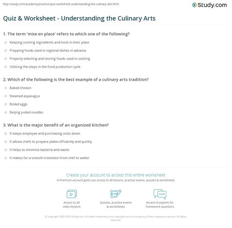 Culinary Arts Test Questions And Answers