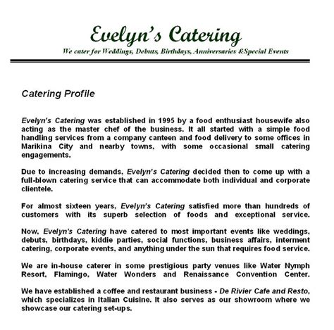 Culinary Catering Company Profile Management and Employees …