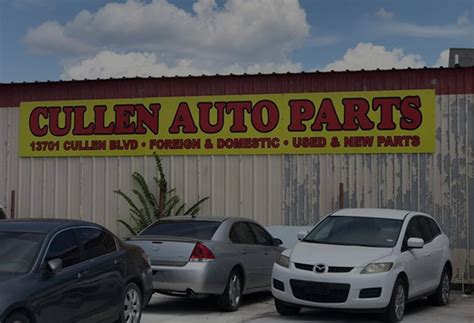 Cullen auto parts. Business Profile for Cullen Auto Parts. Rebuilt Auto Parts. At-a-glance. Contact Information. 13701 Cullen Blvd. Houston, TX 77047 (713) 733-5100. Customer Reviews. This business has 0 reviews. Be ... 