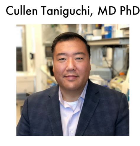 Cullen taniguchi. Dr. Cullen Taniguchi, MD is a radiation oncologist in Houston, Texas. He is affiliated with University of Texas M.D. Anderson Cancer Center. 