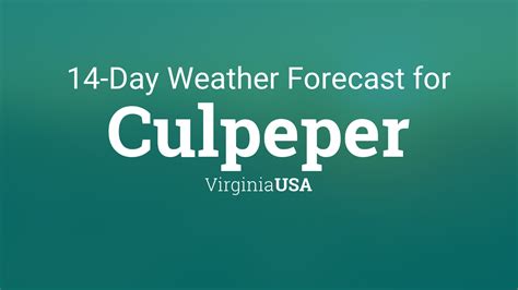 Prepárate con el pronóstico para los próximos 10 días más preciso para Culpeper, VA. Consulta la temperatura máxima y mínima y la probabilidad de lluvia en The Weather Channel y Weather.com. 