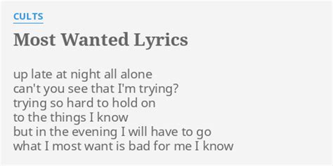 Cults :: Most Wanted Lyrics