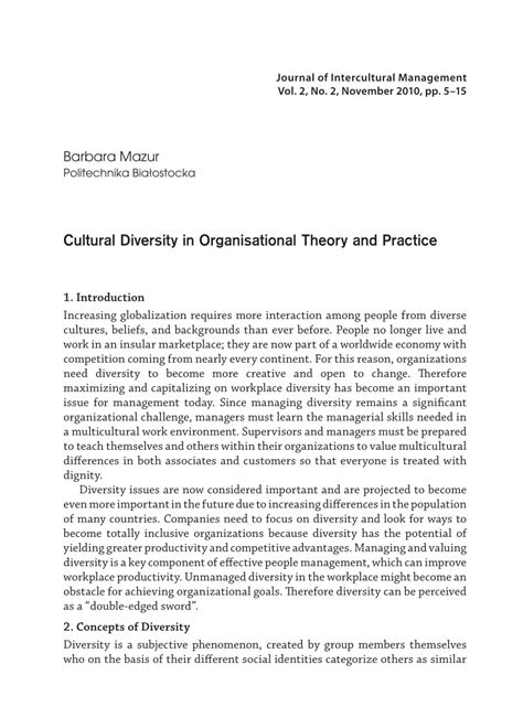 Cultural Diversity in Organisational Theory and Practice