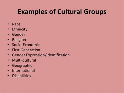 Cultural group examples. What Are Some Examples of Cultural Groups? By Staff WriterLast Updated April 02, 2020 Follow Us: Maria Ly/CC-BY 2.0 African-Americans, Asian-Americans, Pacific Islanders, Native Americans and Hispanic and Latino Americans are examples of cultural groups found in the United States. 