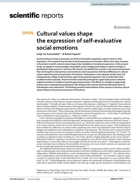 Cultural values shape the expression of self-evaluative social