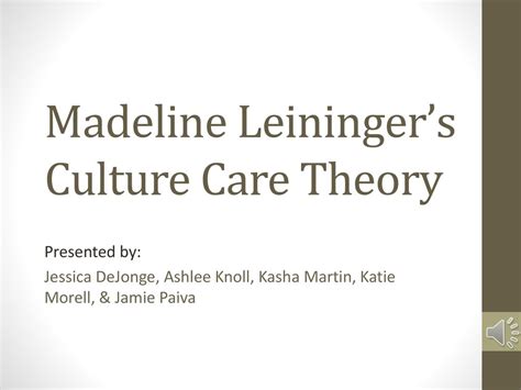 Culture Care Theory - Academia Help