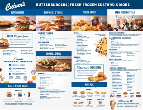 Culver's bellevue menu. Ingredients. Sugar Cookie:Enriched Wheat Flour (Wheat Flour, Niacin, Reduced Iron, Thiamine Mononitrate, Riboflavin, Folic Acid), Sugar, Palm Oil and/or interesterified Soybean Oil, Contains 2 % or less of Dextrose, Whey (Milk), Salt, Leavening (Ammonium Bicarbonate, Sodium Bicarbonate), Natural and Artificial Flavors, and Soy Lecithin. 