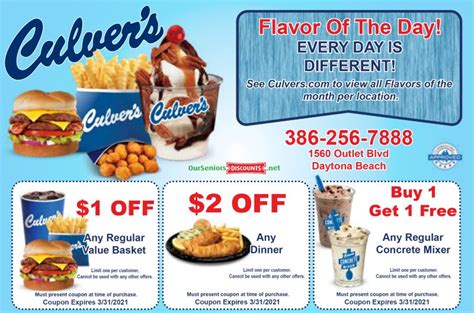 Culver's senior discount. Proudly Owned and Operated By: Dave & Lynn Weist. 11920 Miami St | Omaha, NE 68164 | 402-431-0399. Get Directions | Find Nearby Culver’s. Order Now. 