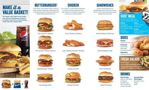 Here is the Culver’s menu and price list wh