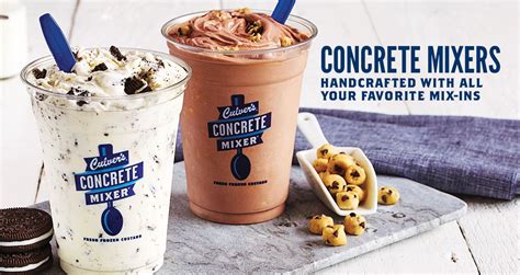 Nov 9, 2023 · From Nov. 13-17, Culver’s restaurants nationwide are donating $1 from every Concrete Mixer sold to local food banks and hunger relief initiatives in the Concretes for a Cause fundraiser ...