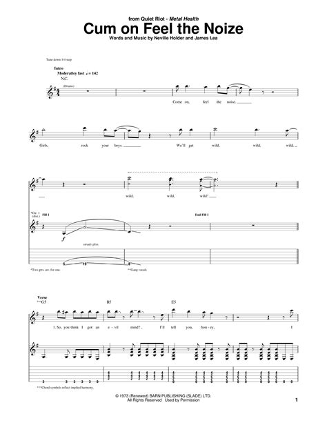 Cum on feel the noize quiet.  Grade: VG+.  Play along with original aud...