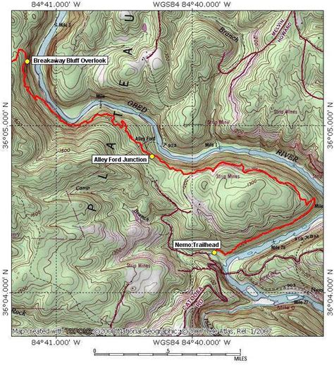 Cumberland River topographic map, elevation, terrain