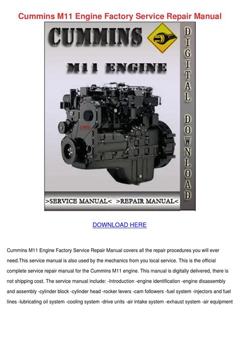 Cummins m11 engine factory service repair manual. - Chirurgie complete par demandes et par réponses..