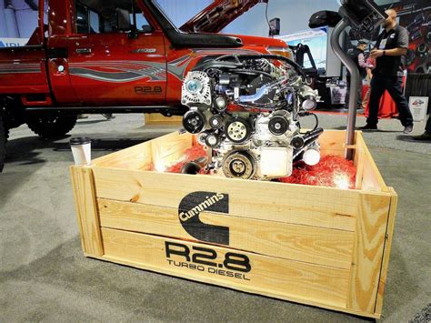 Jun 7, 2017 · Cummins Repower is called a “crate” engine program because customers will be able to purchase engines in small volumes – as few as one – and they will arrive in crates. The first Cummins Repower offering will be the R2.8 Turbo Diesel, including an alternator, power steering pump, cam-driven vacuum pump, remote mounted oil filter and a .... 