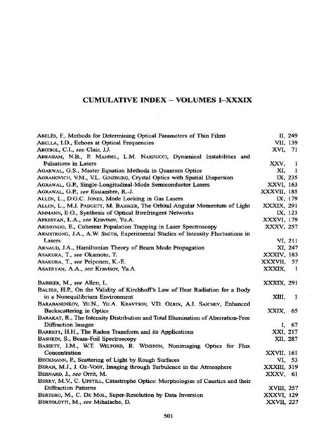 Cumulative Index - Volumes