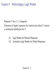 Cumulative logit model.  Chapter 6 Multicategory Logit Models Response Y has J > 2...