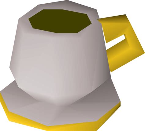Cup of tea osrs. Notes: Drinking a Cup of tea will result in your character saying "Aaah, nothing like a nice cuppa tea!" and leave you with an Empty cup . You can fill a Tea flask with 5 Cups of tea which can then be drunk in 5 doses. 