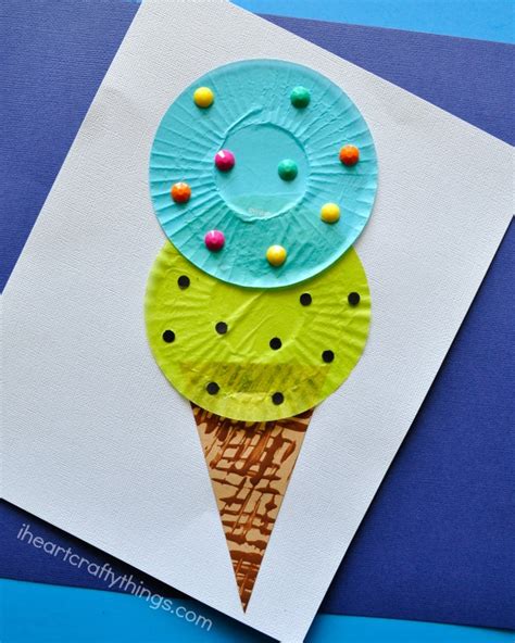 Cupcake Liner Ice Cream Cone Kids Craft - I Heart Crafty Things