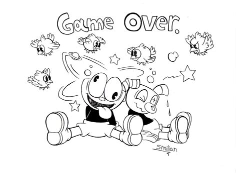 Cuphead Game Over Screen Lineart by sav8197 on DeviantArt