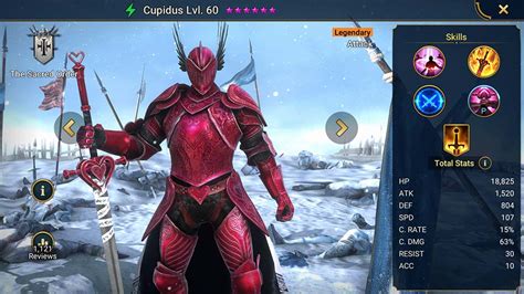 Cupidus raid. Cupidus is a legendary attacking hero from the Sacred Order faction. A knight, clad in red armor, decorated with hearts. There is an attack on all opponents and several random targets. Can impose Health Burn on enemies, and Attack Bonus on followers. The aura increases the attack of the group at all locations. 