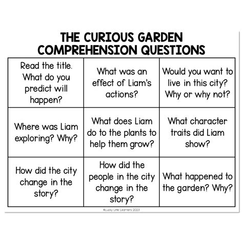 Curious Garden Comprehension Questions - Teachers Pay Teachers