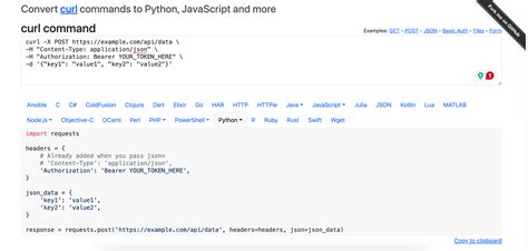 Curl converter python.  Our reliable parser handles headers, data, and auth Convert ...
