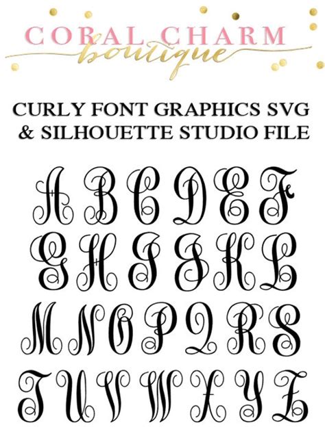 Curly Script Font Graphic Alphabet Set for Cutting Machines