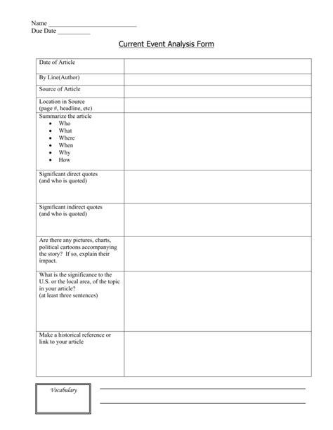 Current Event Analysis Form