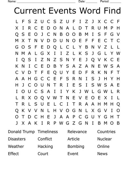 Current Events Word Search