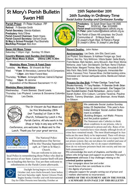 Current Parish Newsletter - Catholic Diocese of Ballarat