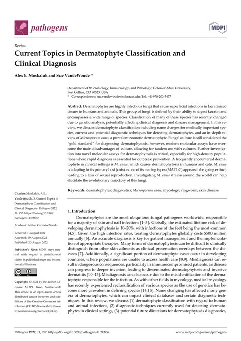 Current Topics in Dermatophyte Classification and Clinical …