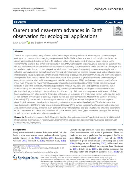 Current and near-term advances in Earth observation for ecological ...