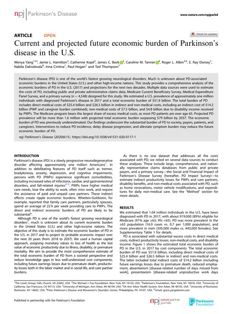 Current and projected future economic burden of Parkinson’s …