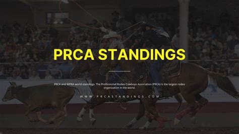Standings . Contestant Standings . World PRCA Playoff Series. Steer Wrestling ... PRCA announces 2023 Polaris Remuda Awards Oct 9, 2023; More News in Archives. We Are .... 