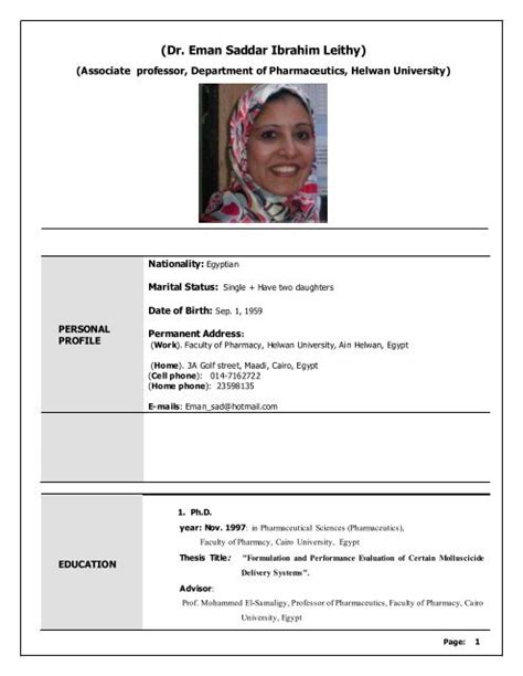 Curriculum Vitae - Helwan University