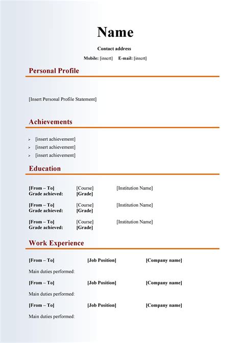 Curriculum vitae template. A CV, or curriculum vitae, is a detailed, 1-2 page document that highlights your educational or career achievements and experiences. You’re going to be asked to provide a CV when applying for jobs in the EU, or if you’re applying in the academic field in the USA. As far as terminology goes, that pretty much sums CVs up. 