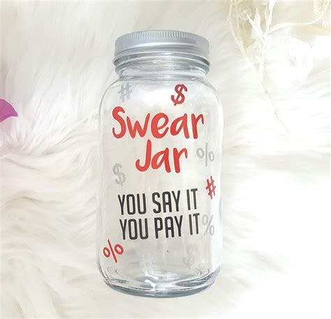 Curse jar. Family Curse Jar This funny Swear Jar savings bank is not only a fun gift for the family, but it serves a purpose! The 7.5" x 7.5" glass block is personalized for your family, making it a unique, funny family Christmas gift. Present this jar to your kids, and start collecting coins as you deter your family members from using those curse words ... 