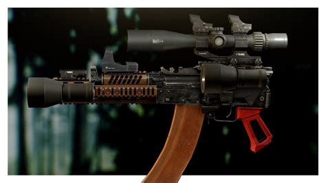 Unwound say a 556 weapon because U can have 100 rounds m995. Dual REAP Mosin - pretty sure that's currently the only gun in the game you can fit two main optics on. If not I guess it'd be a fully meta HK/M4 with a 100 round mag full of M995 (~148k roubles) with a REAP. :thinking:. 