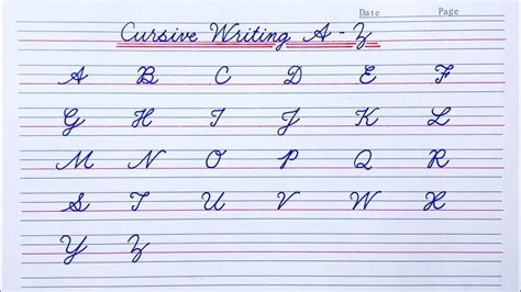 Cursive ABCD Capital Letters A to Z
