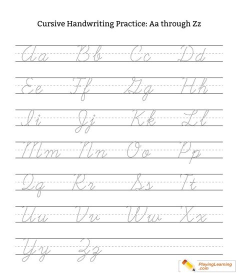 Cursive Alphabet Handwriting Worksheet AZ Uppercase Printable